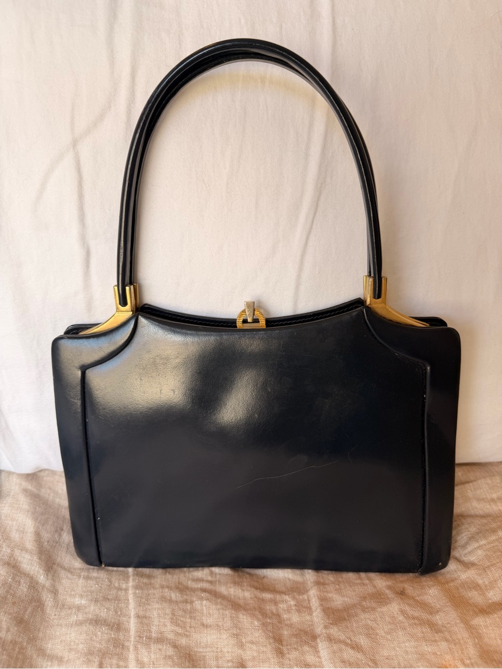 Vintage Nouvelta Leather Handbag- Made in Belgium- 1960s/1970s